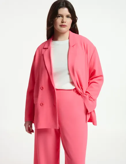 Pink double-breasted blazer