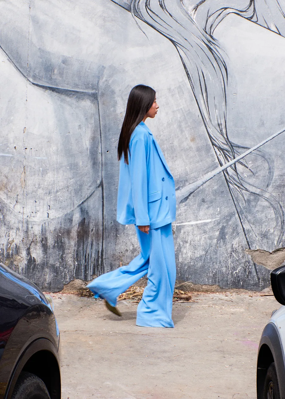 Blue wide-leg pants