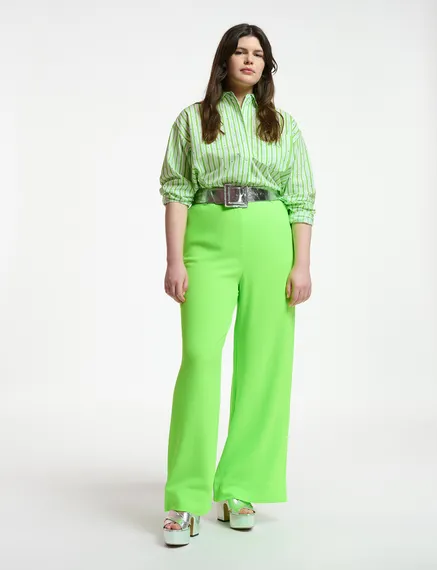 Neon green wide-leg pants