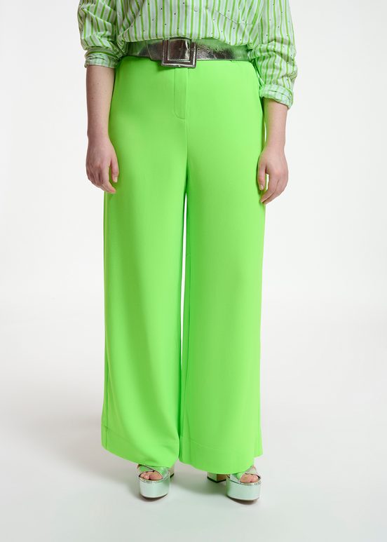 Neon green wide-leg pants