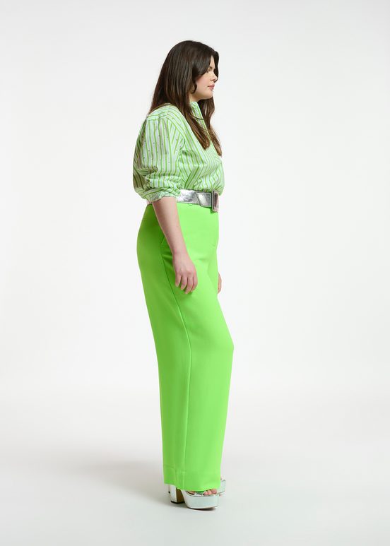 Neon green wide-leg pants