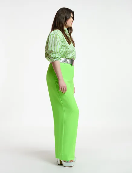 Neon green wide-leg pants