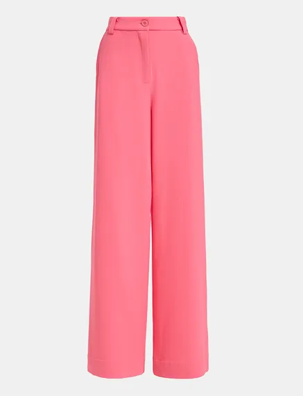 Pantalon rose à jambes larges