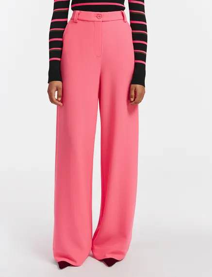 Roze broek met brede pijpen