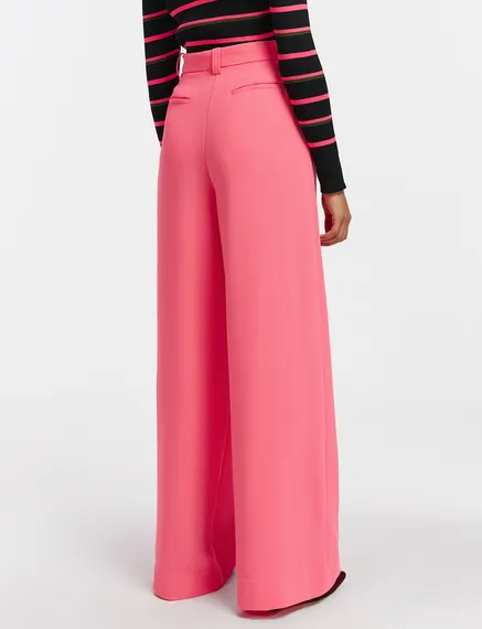 Roze broek met brede pijpen