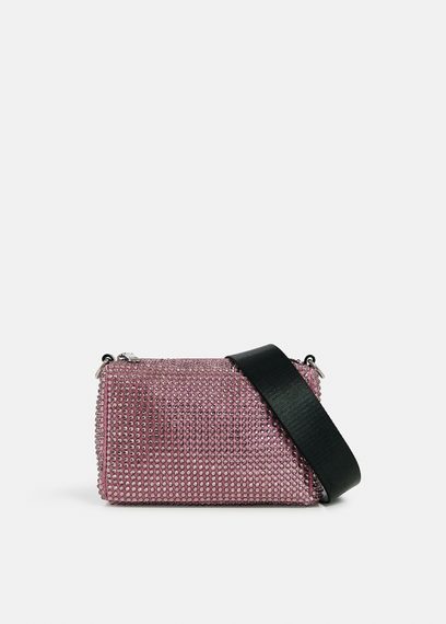 Lilac rhinestone-embellished shoulder bag