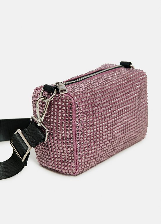 Sac à bandoulière lilas avec strass