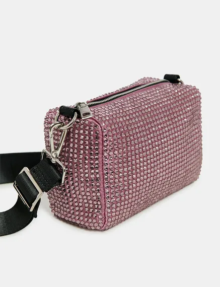 Lilac rhinestone-embellished shoulder bag