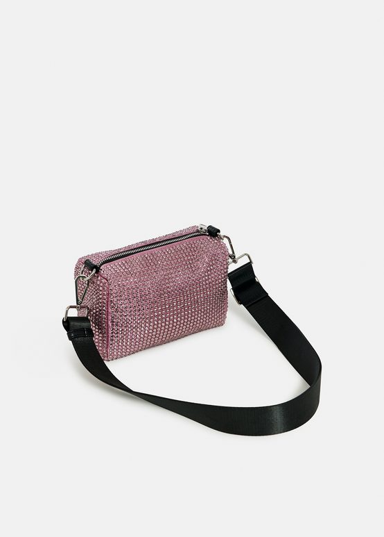 Lilac rhinestone-embellished shoulder bag