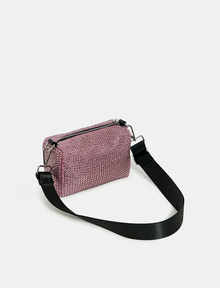 Lilac rhinestone-embellished shoulder bag