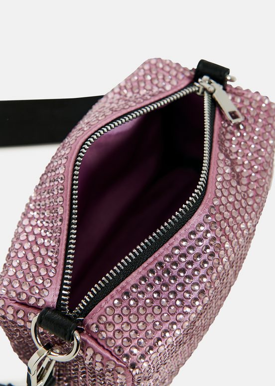 Lilac rhinestone-embellished shoulder bag