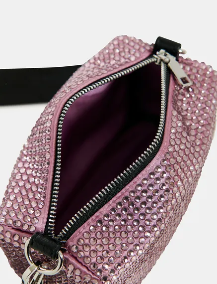 Lilac rhinestone-embellished shoulder bag