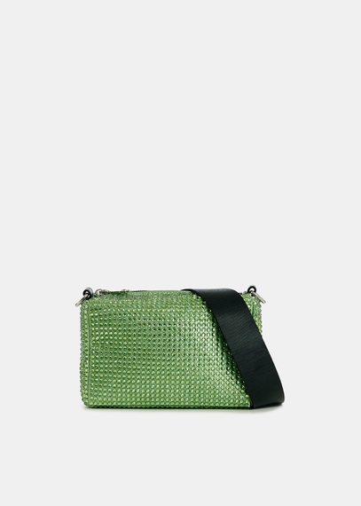 Green rhinestone-embellished shoulder bag