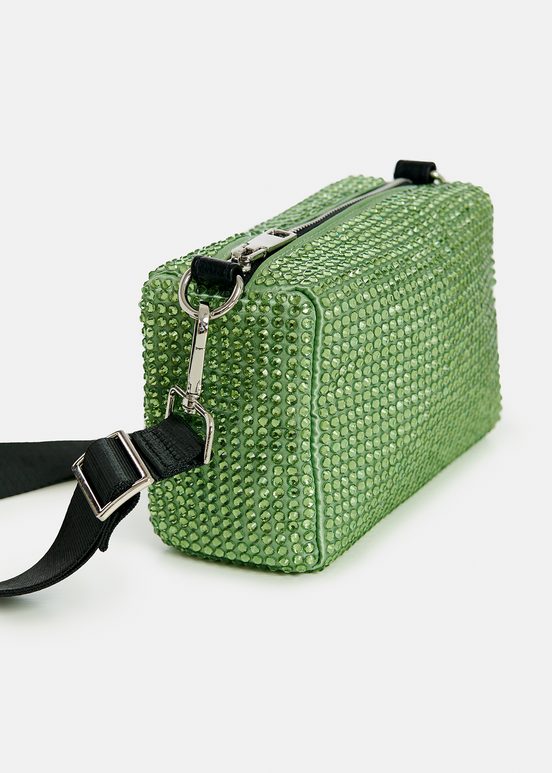 Green rhinestone-embellished shoulder bag