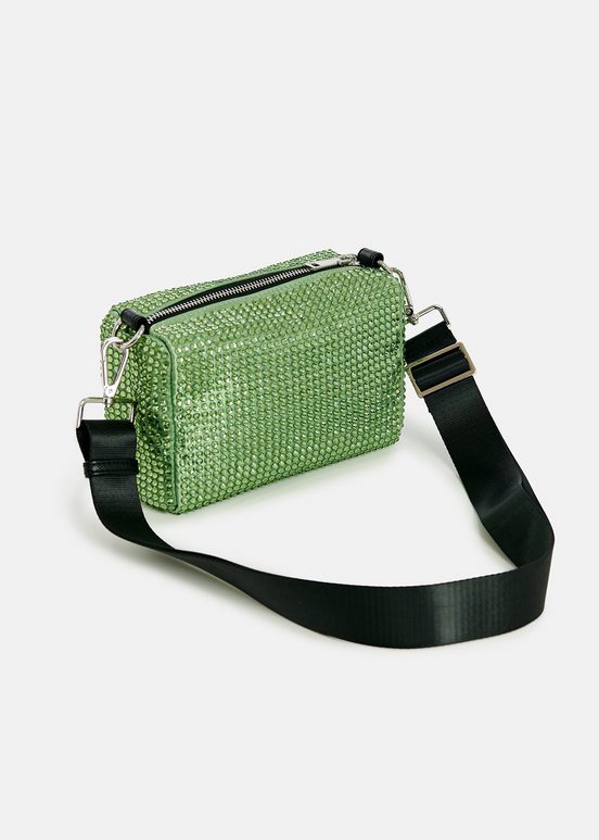 Green rhinestone-embellished shoulder bag