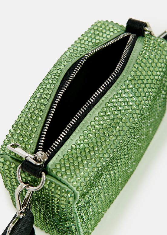 Green rhinestone-embellished shoulder bag