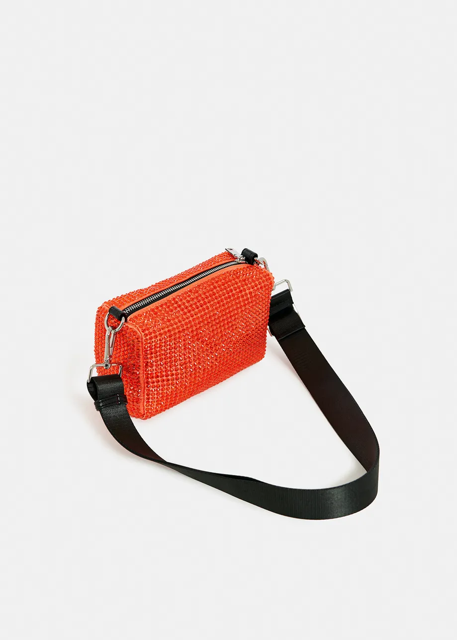 Sac à bandoulière rouge avec strass