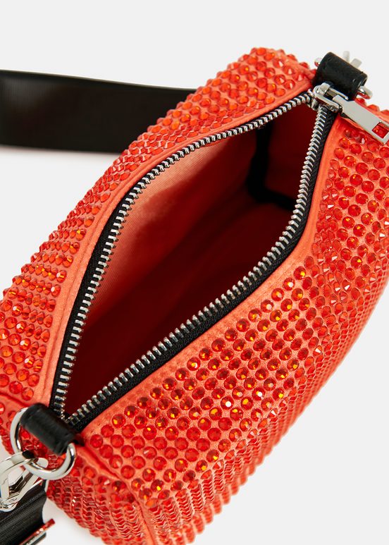 Red rhinestone-embellished shoulder bag