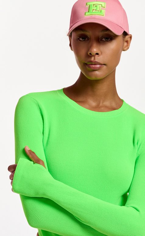 Neon green rib-knitted sweater