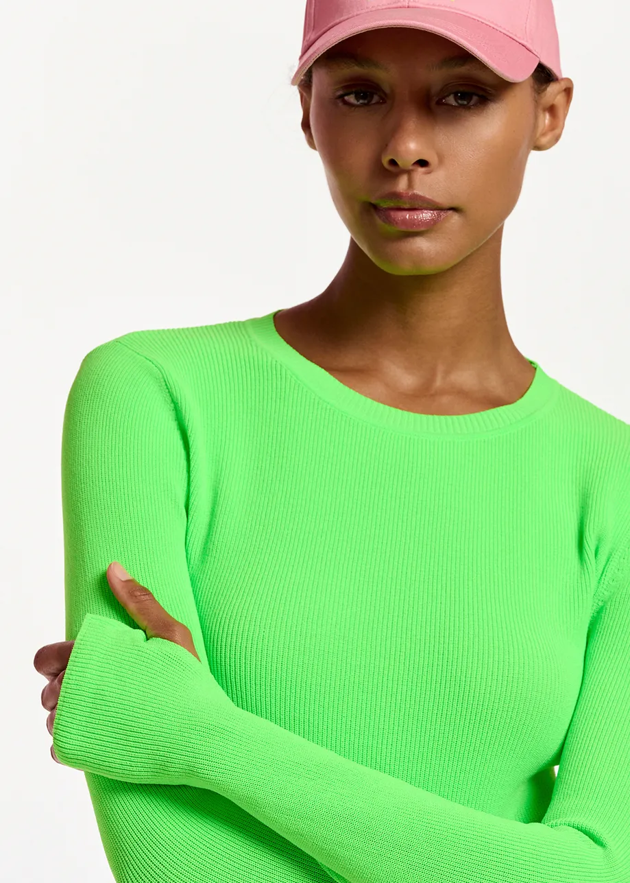 Neon green rib-knitted sweater
