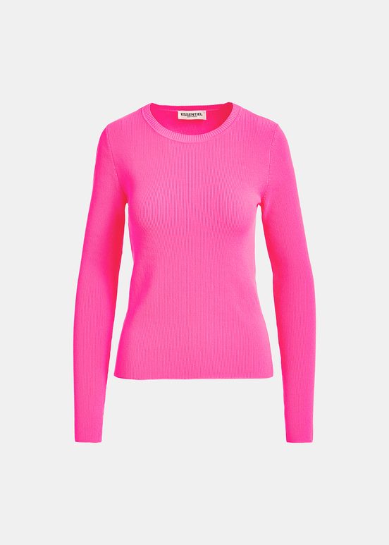 Neon pink rib-knitted sweater