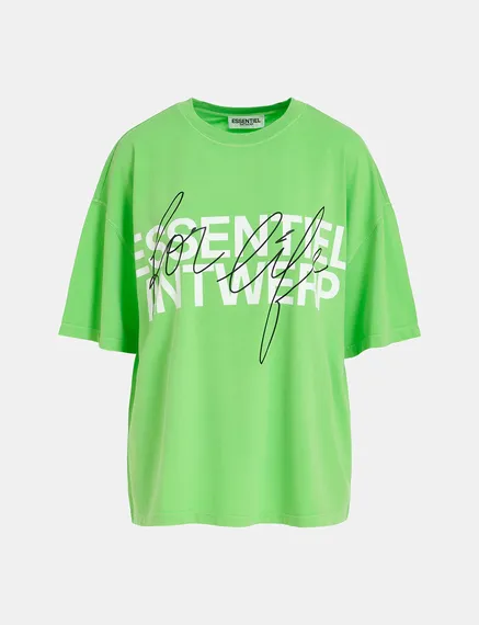 Green organic cotton T-shirt with logo print