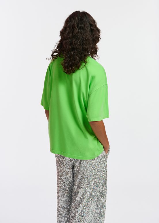 Green organic cotton T-shirt with logo print