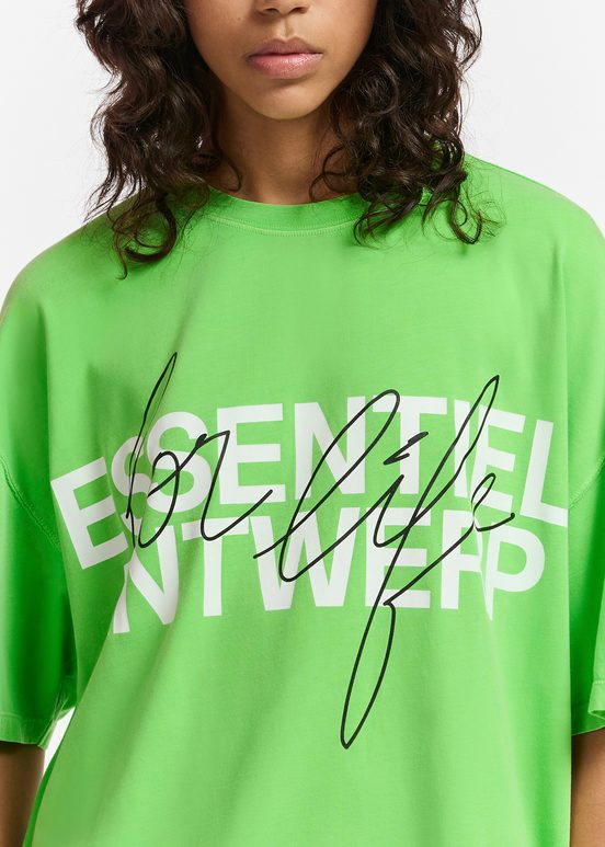 Green organic cotton T-shirt with logo print