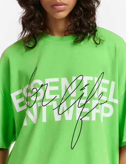 T-shirt en coton bio vert avec logo