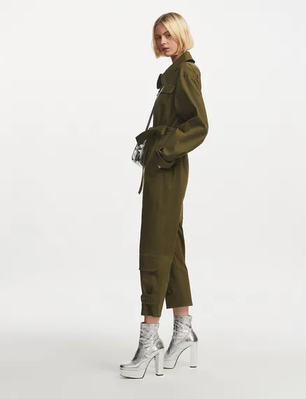 Dark khaki organic cotton jumpsuit