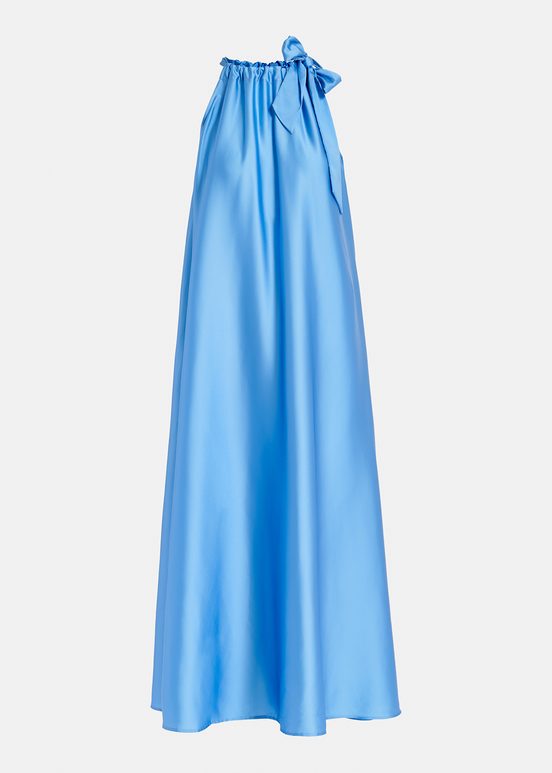 Robe maxi bleue à encolure américaine