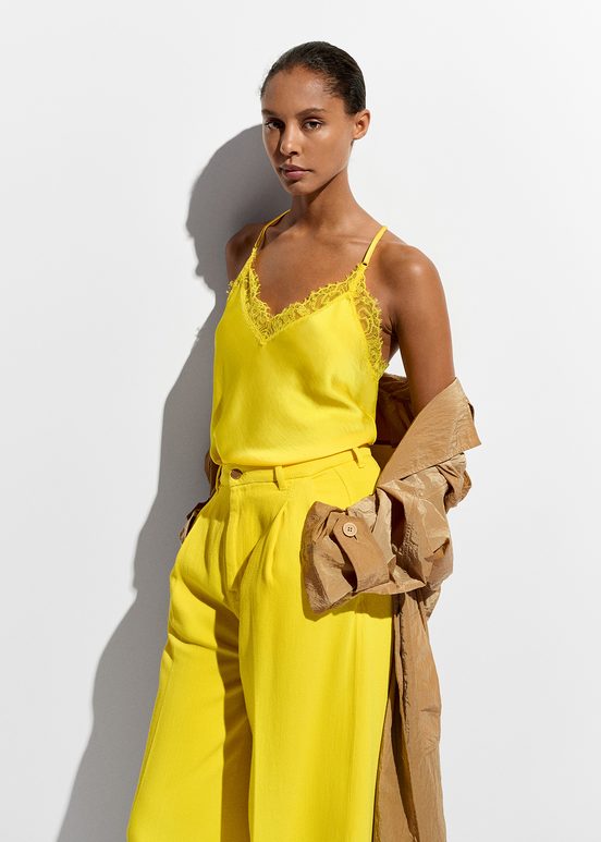 Yellow lace-trimmed camisole