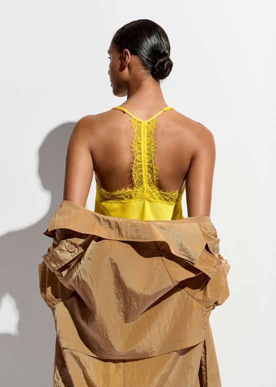 Yellow lace-trimmed camisole