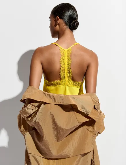 Yellow lace-trimmed camisole