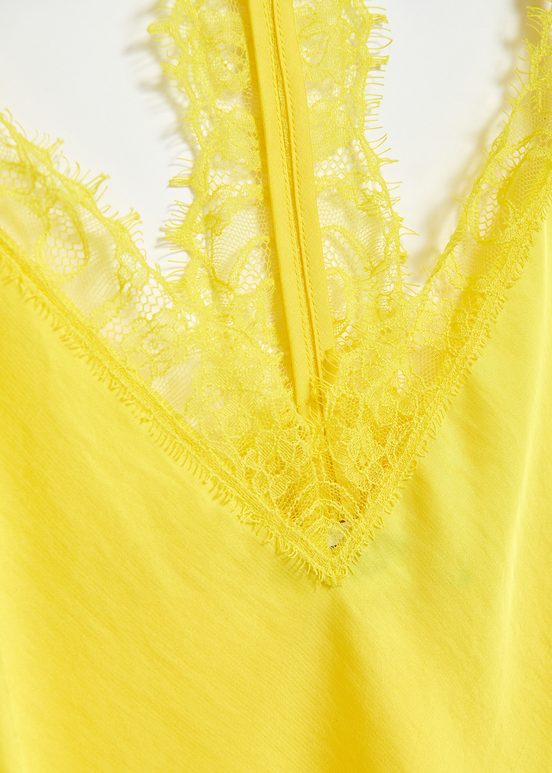 Yellow lace-trimmed camisole