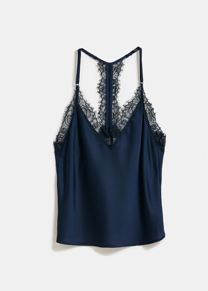 Navy blue lace-trimmed camisole