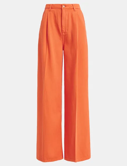 Oranje broek met brede pijpen