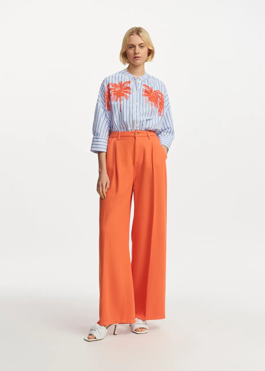 Orange wide-leg jeans