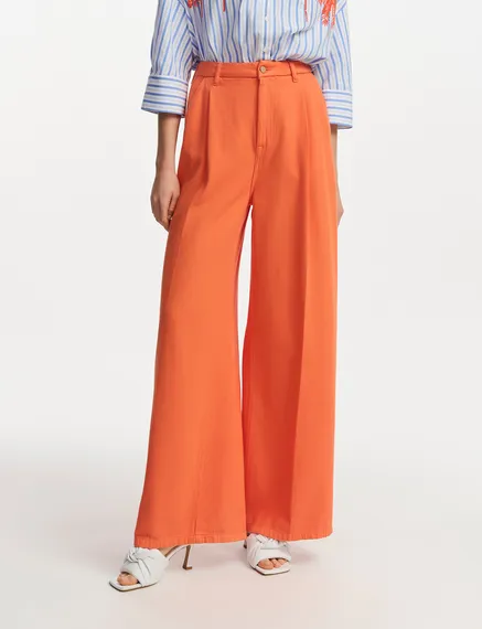 Orange wide-leg jeans