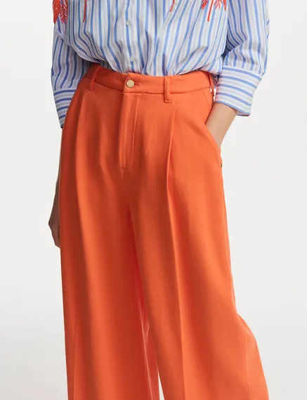 Orange wide-leg jeans