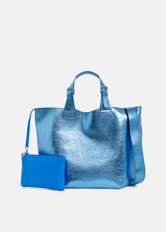 Blue metallic shopper bag