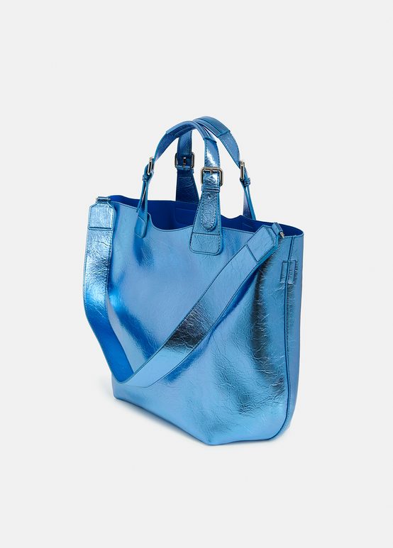 Blue metallic shopper bag