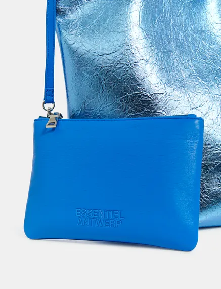 Shopper in metallic blauw