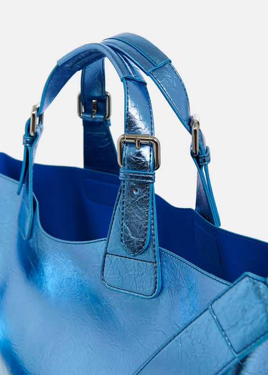 Blue metallic shopper bag