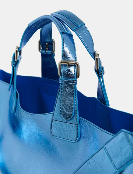 Shopper in metallic blauw