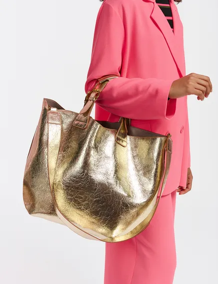 Shopper in metallic goud