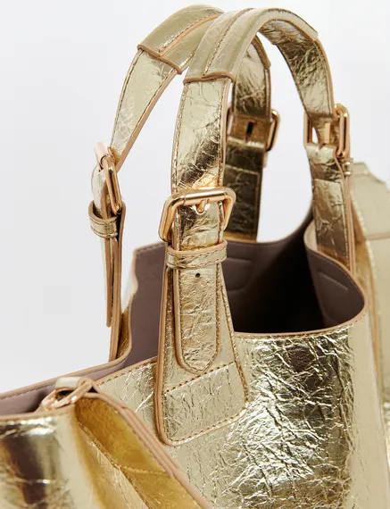 Shopper in metallic goud