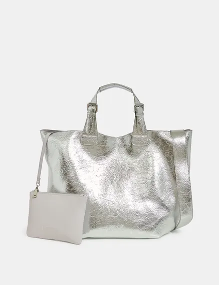 Shopper in metallic zilver