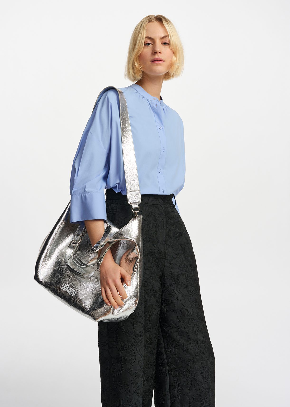 Shopper in metallic zilver