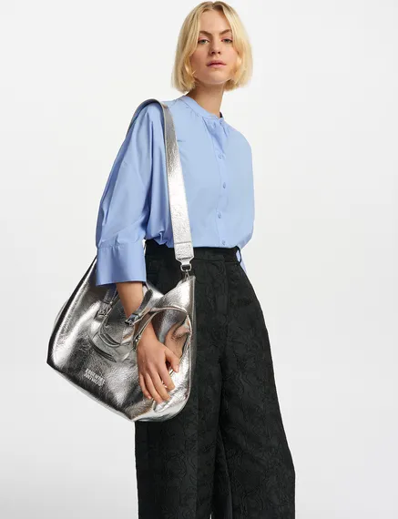 Shopper in metallic zilver